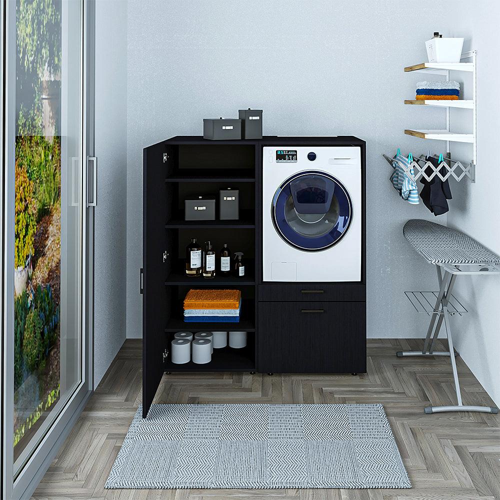 Meuble pour lave-linge avec rallonge et espace de rangement supplémentaire  • HWD : 145 x 67 x 65 cm