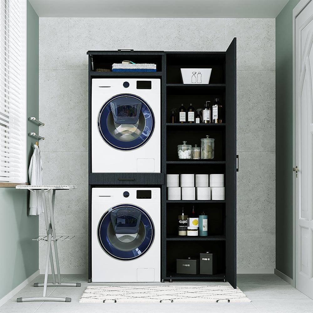 Meuble pour machine à laver et sèche-linge, en kit, 181 x 70 x 60