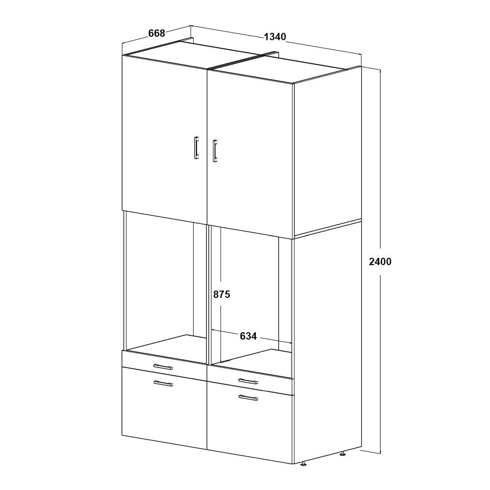 Wasmachinekasten 2-delig met 2 hoge bovenkasten - Roomart Store Nederland B.V.